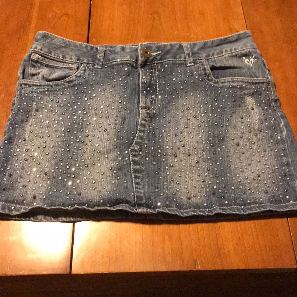 Girls Justice Jean Rhinestone Skirt